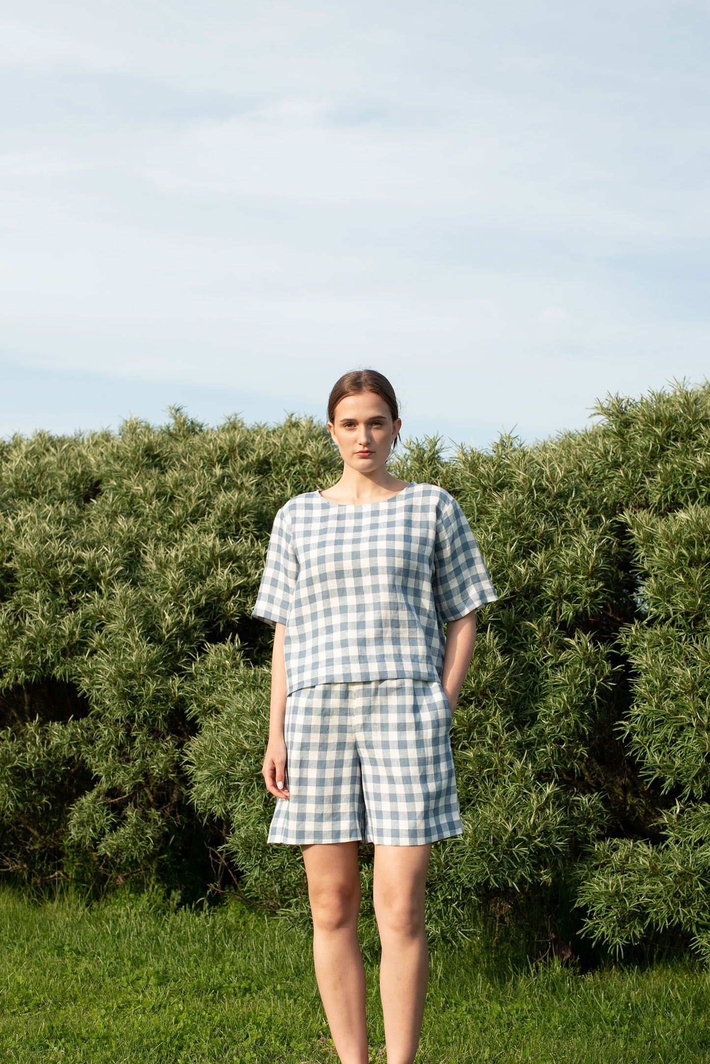 LINEN SHORTS VICHY CHECKS