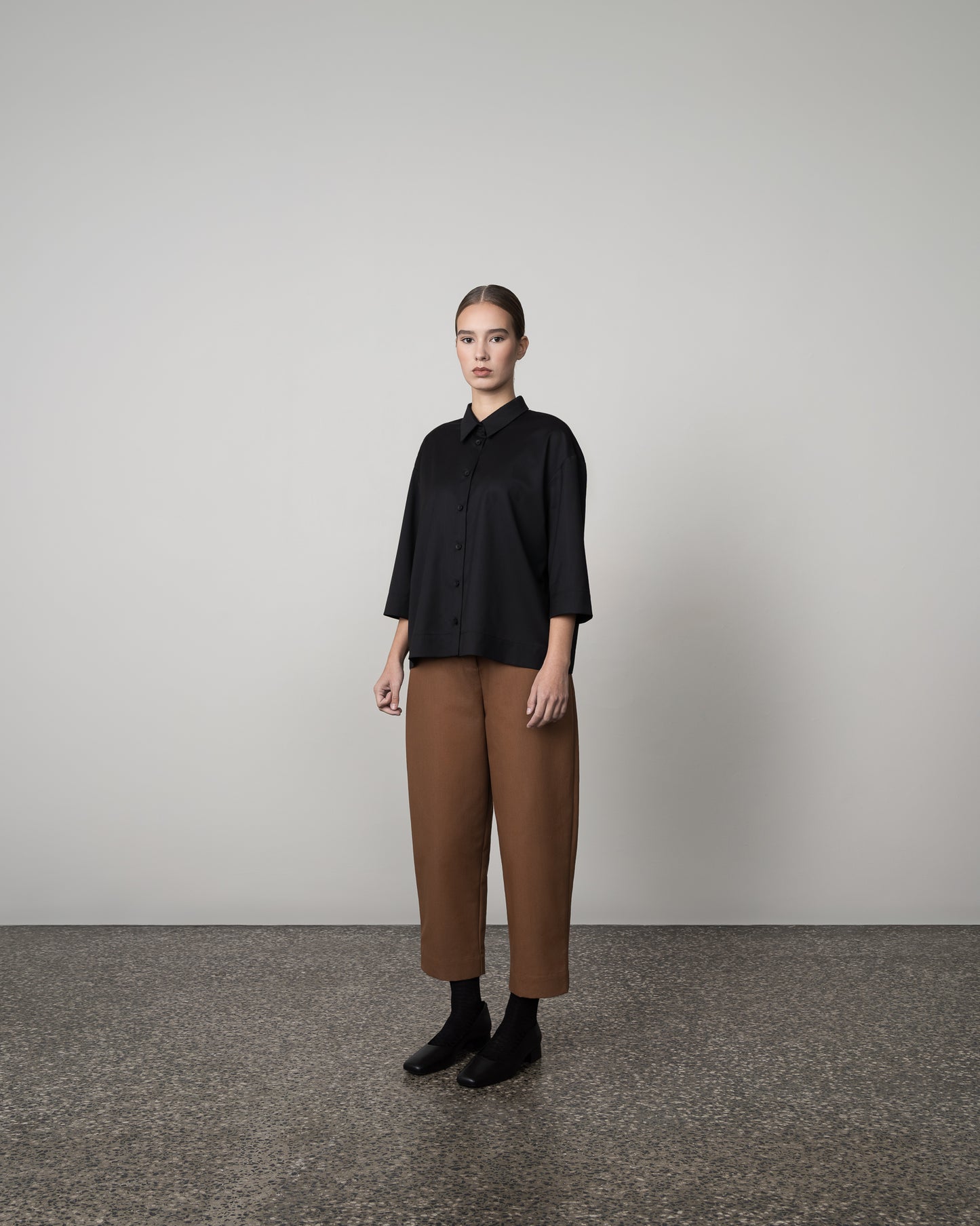 LOOSE WOOL TWILL BLOUSE