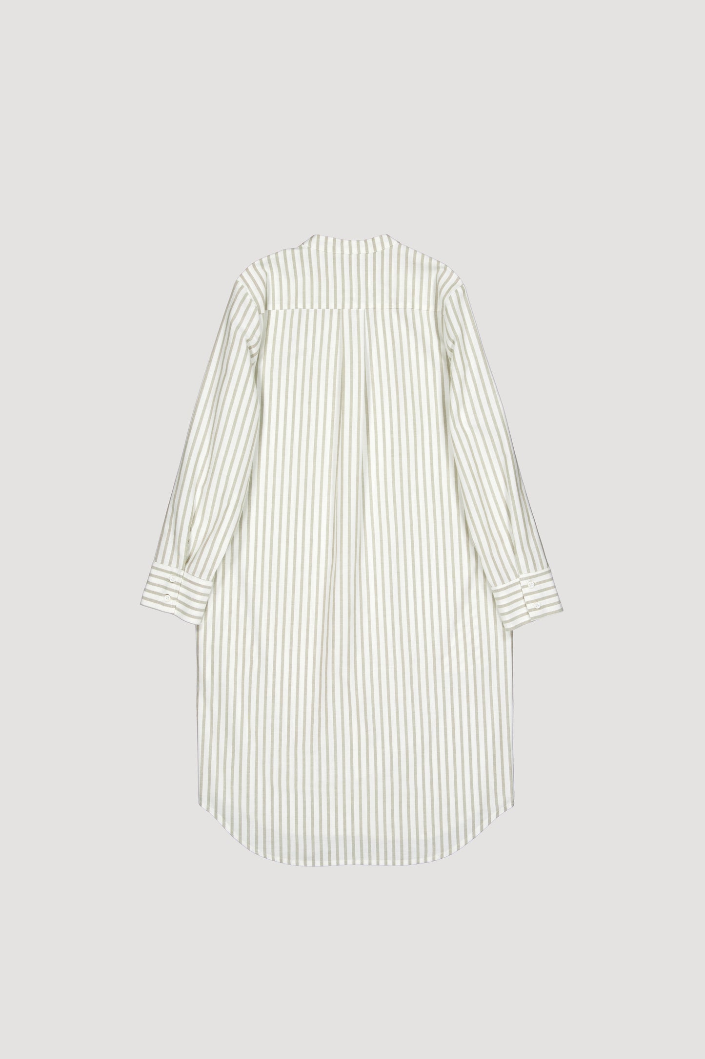 COLLARLESS OXFORD COTTON SHIRT DRESS
