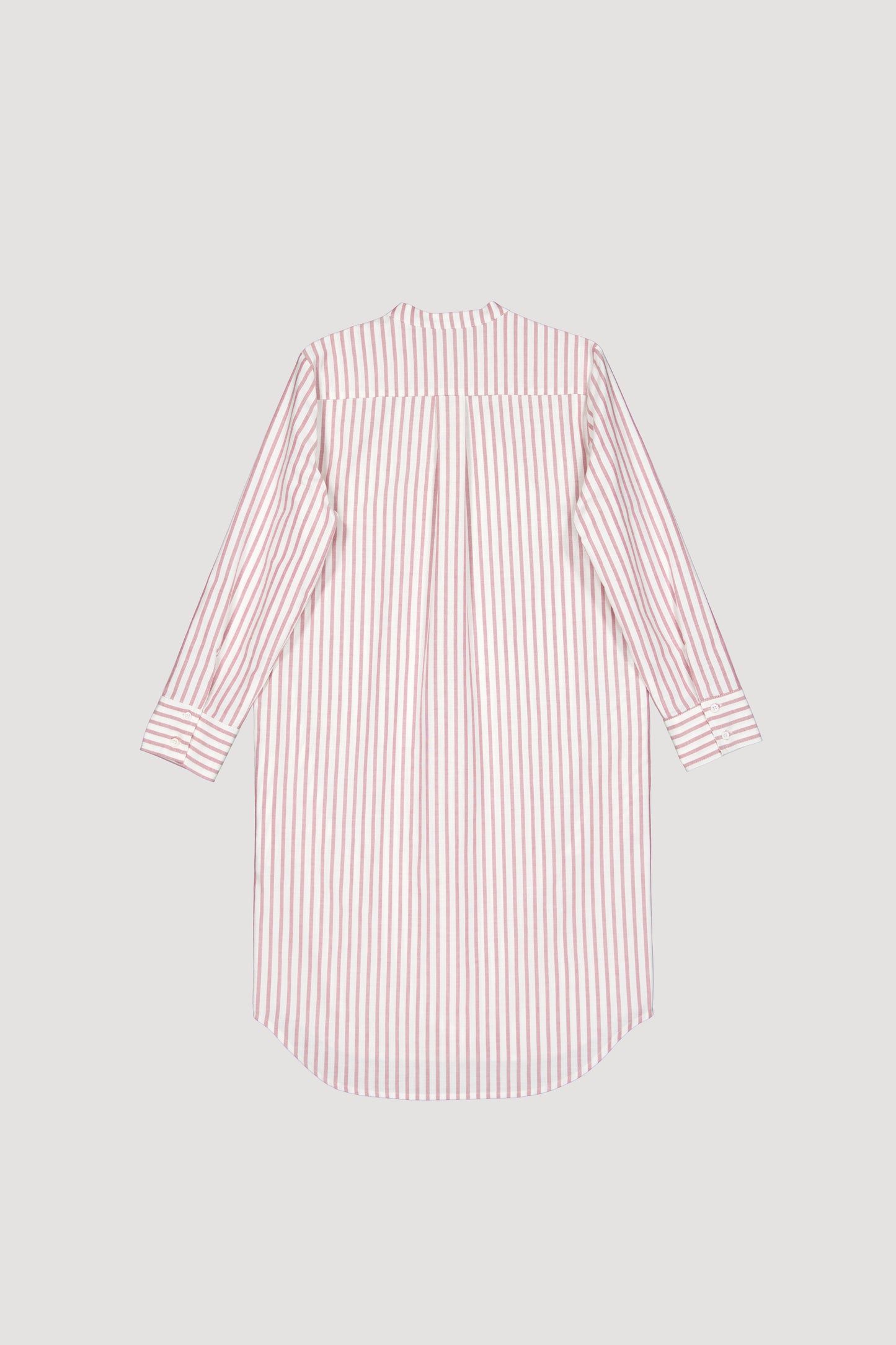 COLLARLESS OXFORD COTTON SHIRT DRESS