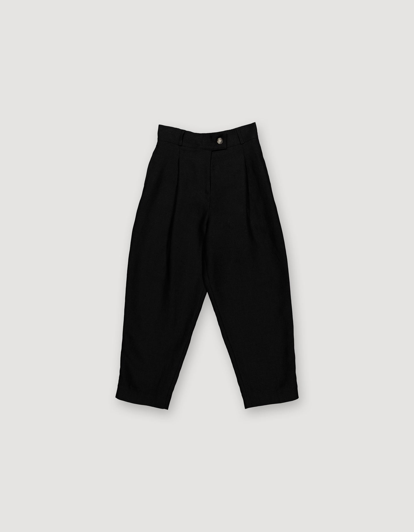 PLEATED BLACK LINEN TROUSERS