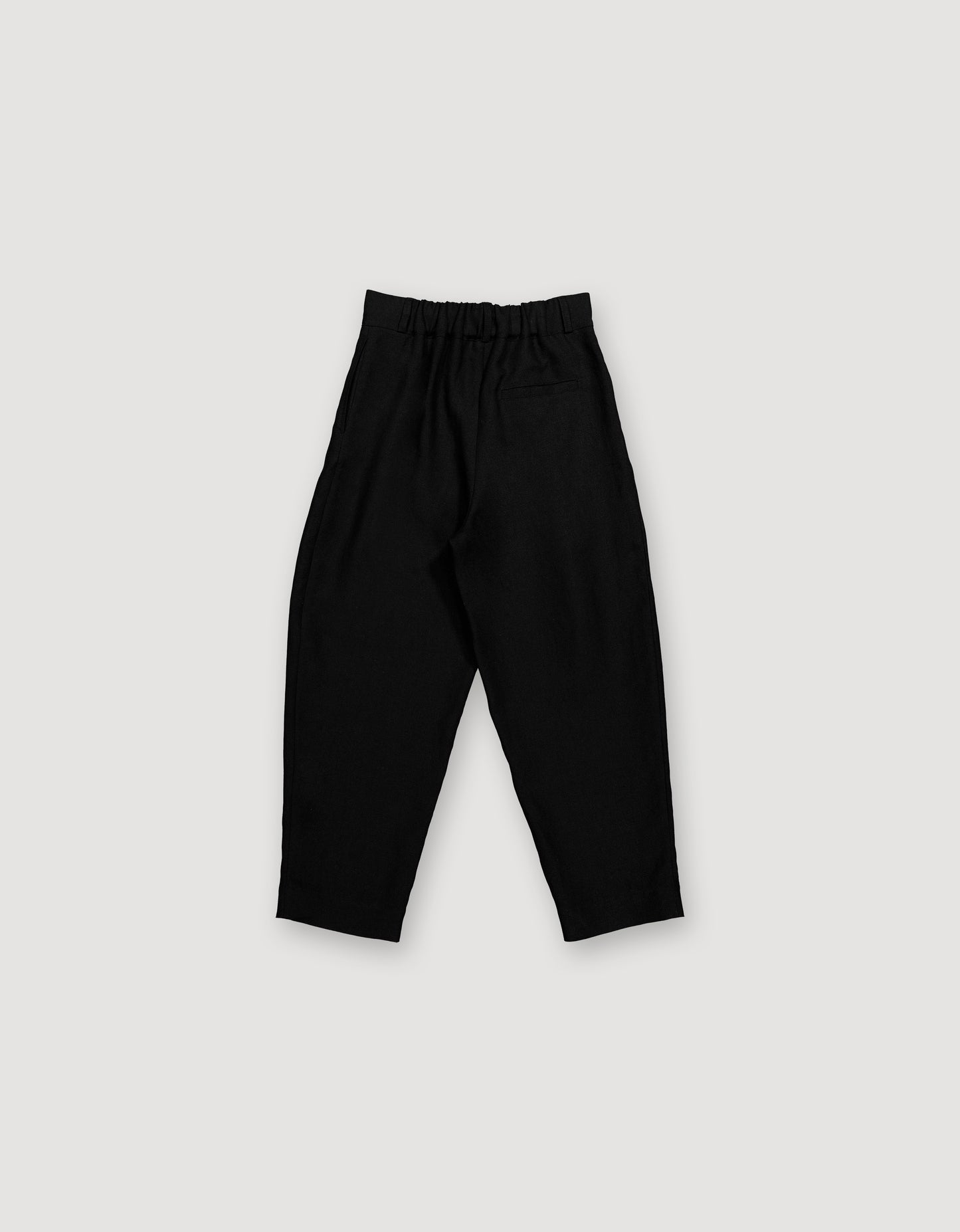 PLEATED BLACK LINEN TROUSERS