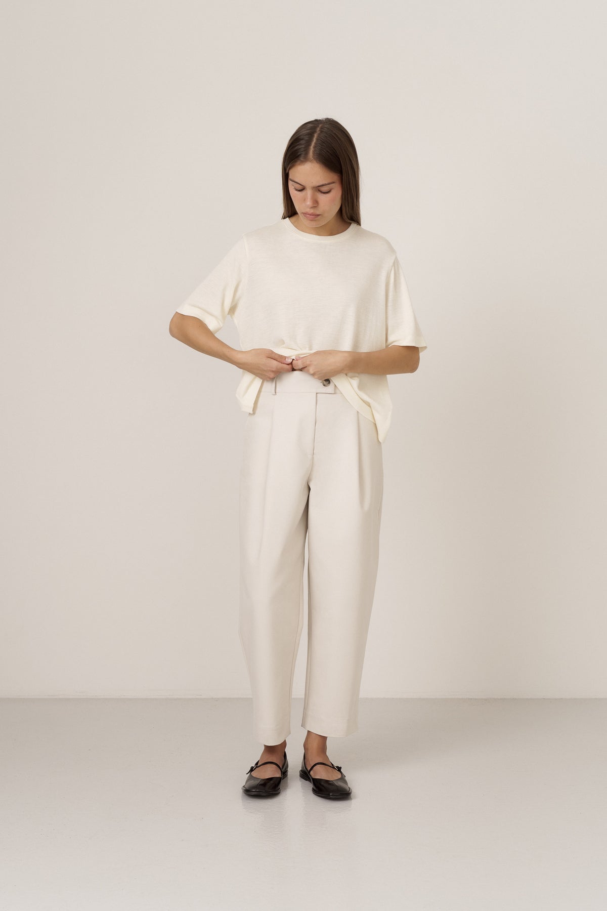 PLEATED COTTON TROUSERS
