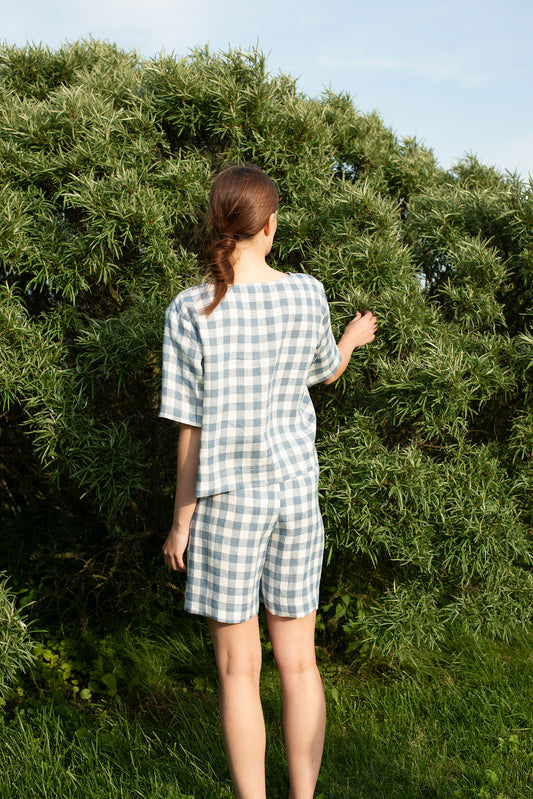 LINEN SHORTS VICHY CHECKS
