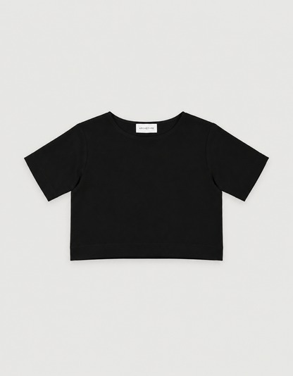 DOUBLE FACED SILK CROPPED SHIRT