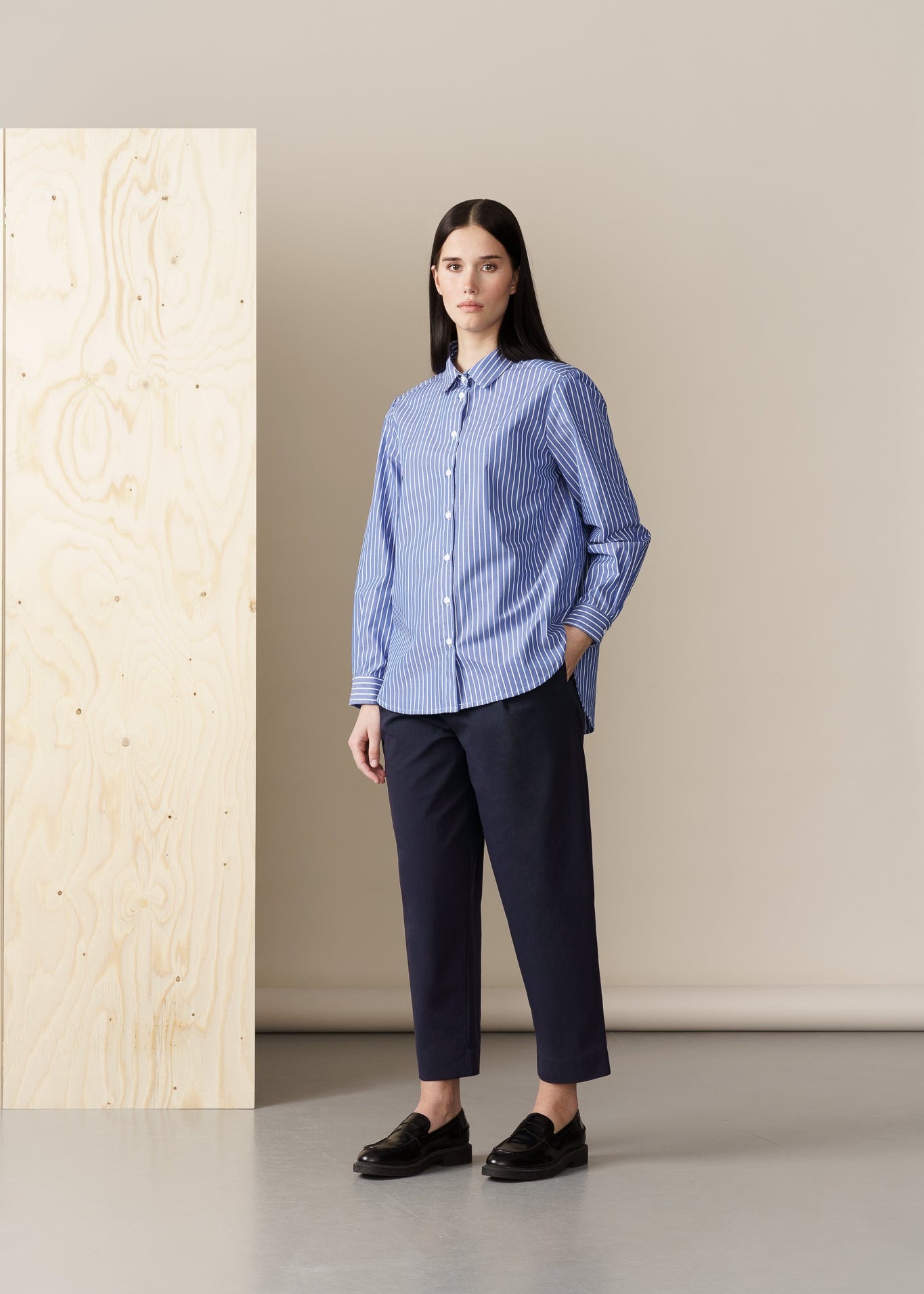 COTTON BASIC SHIRT BLUE STRIPES
