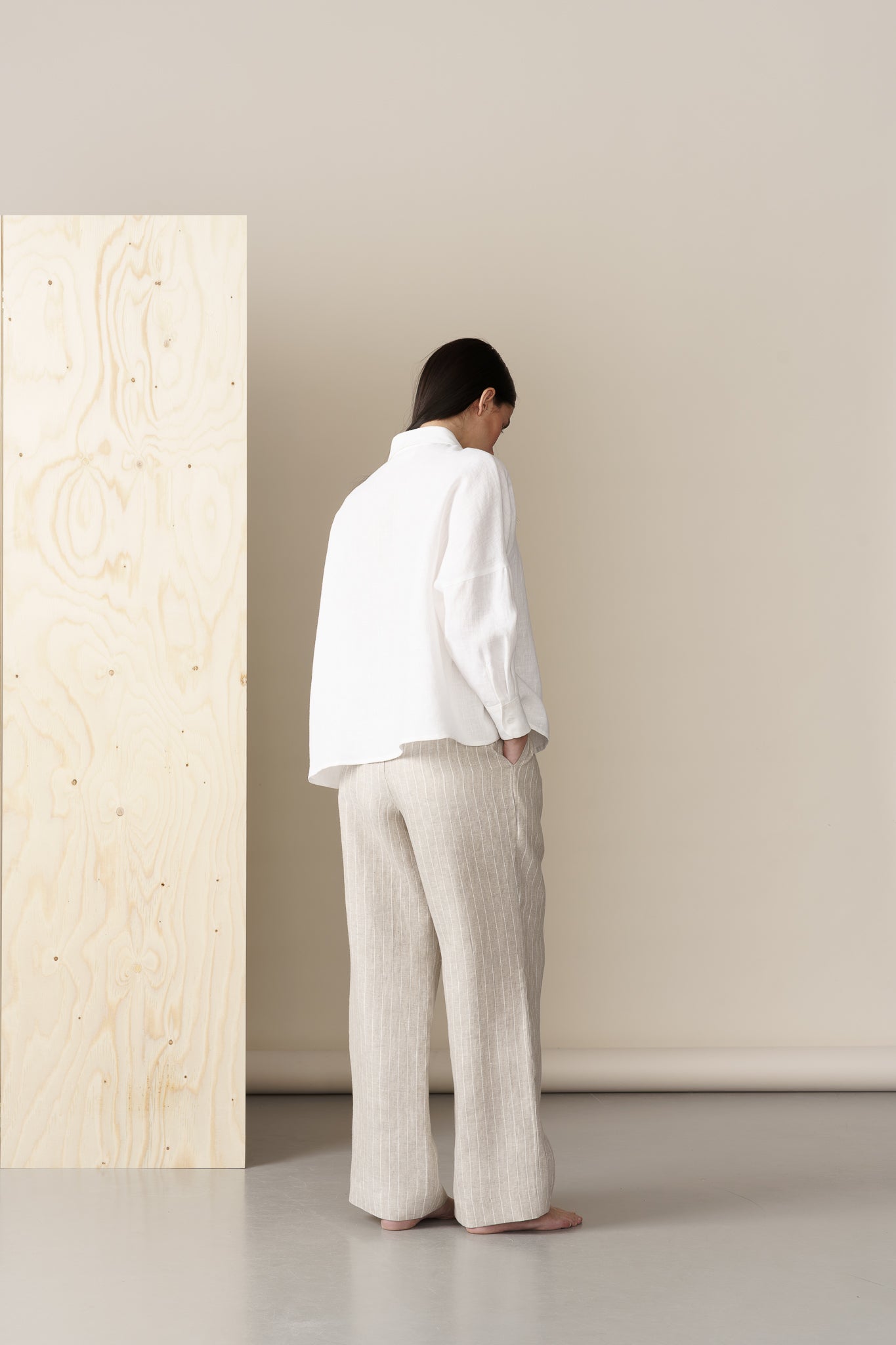 Linen pin stripe trousers