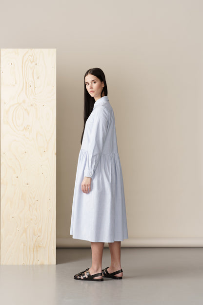 Light blue striped shirt dress