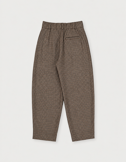 PLEATED WOOL TROUSERS GINGHAM