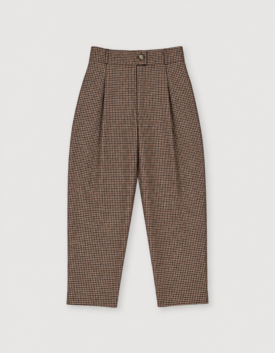 PLEATED WOOL TROUSERS GINGHAM