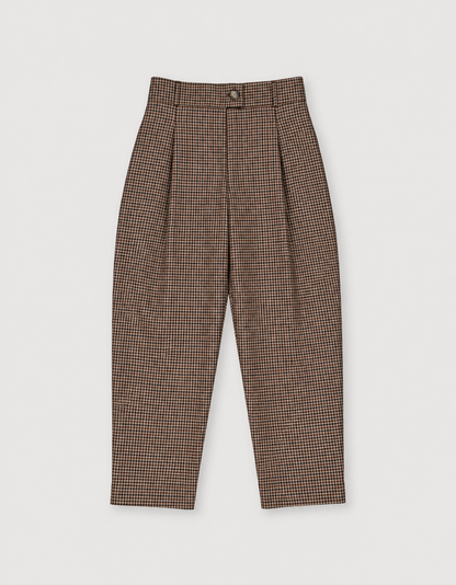 PLEATED WOOL TROUSERS GINGHAM