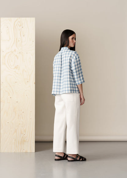 LOOSE LINEN BLOUSE CHECK