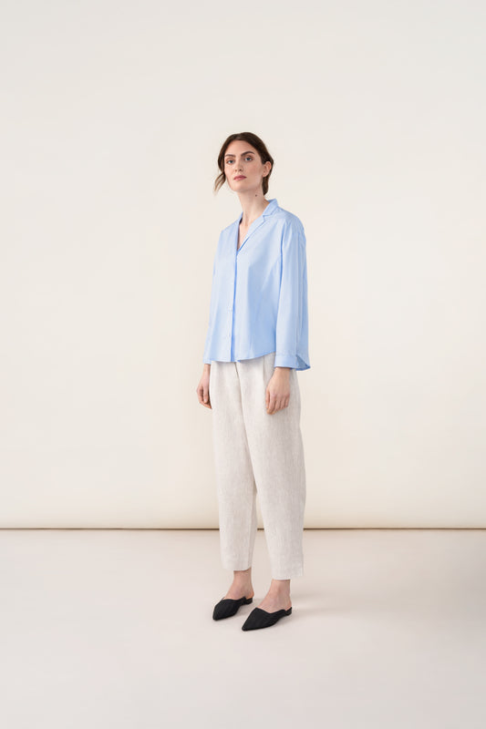 V-NECK COTTON SHIRT
