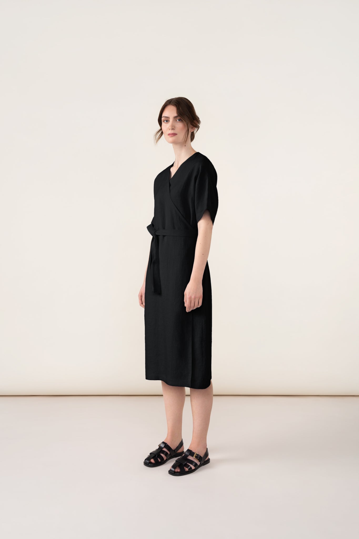LINEN WRAP DRESS