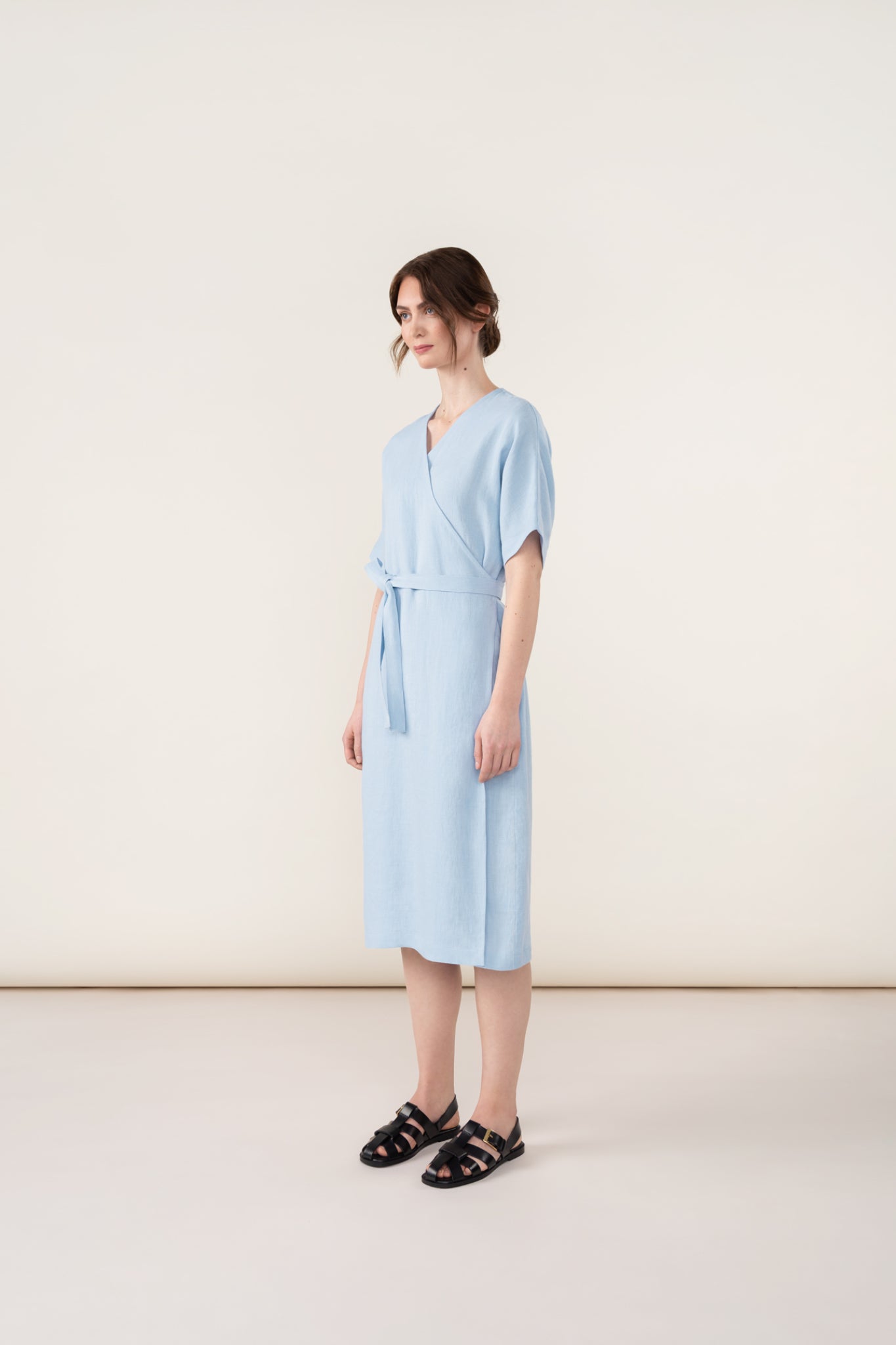 LINEN WRAP DRESS