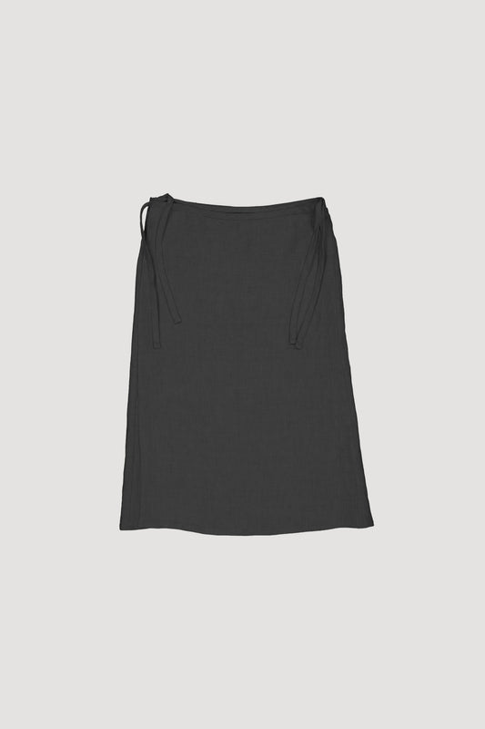 LINEN WRAP SKIRT BLACK