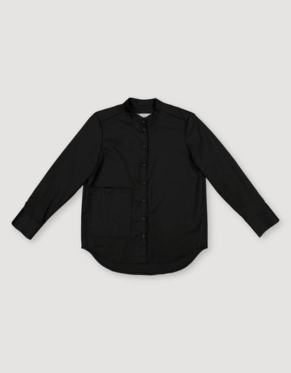 COLLARLESS WOOL SHIRT