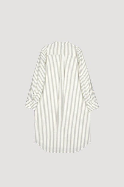 COLLARLESS OXFORD COTTON SHIRT DRESS