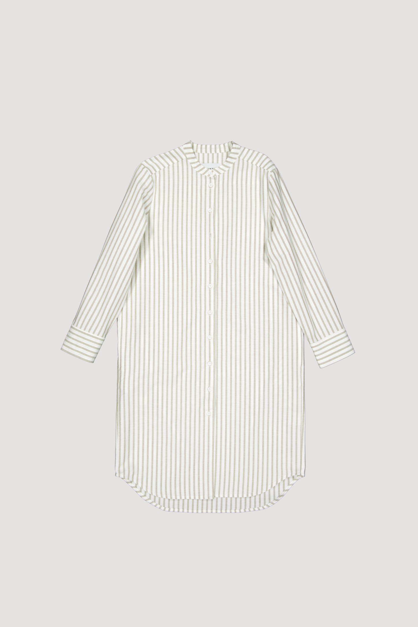 COLLARLESS OXFORD COTTON SHIRT DRESS