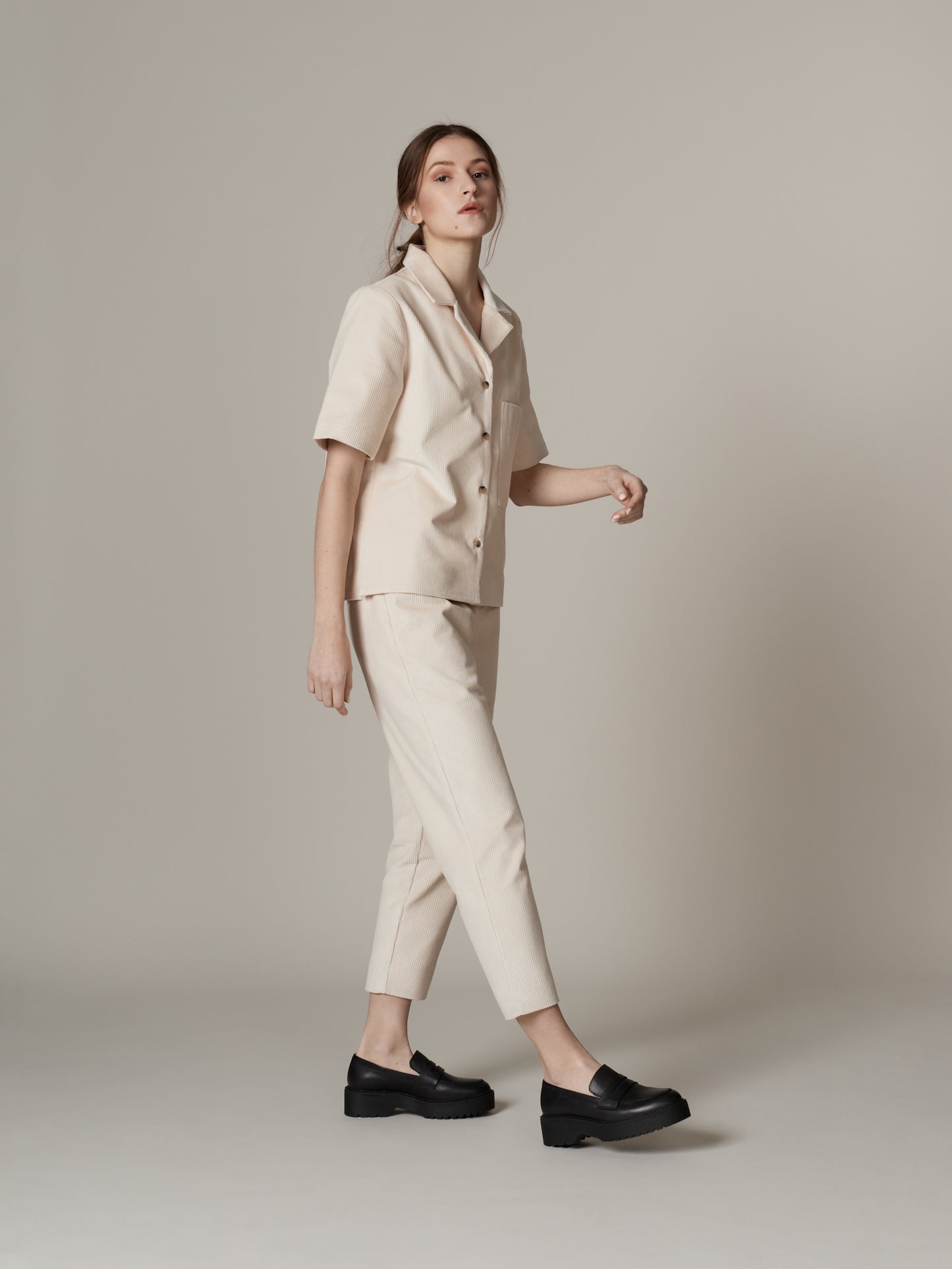 Simple white corduroy outfit