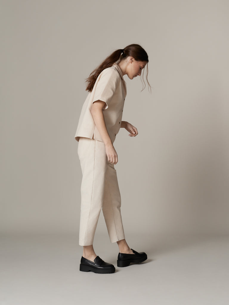 Simple white corduroy outfit