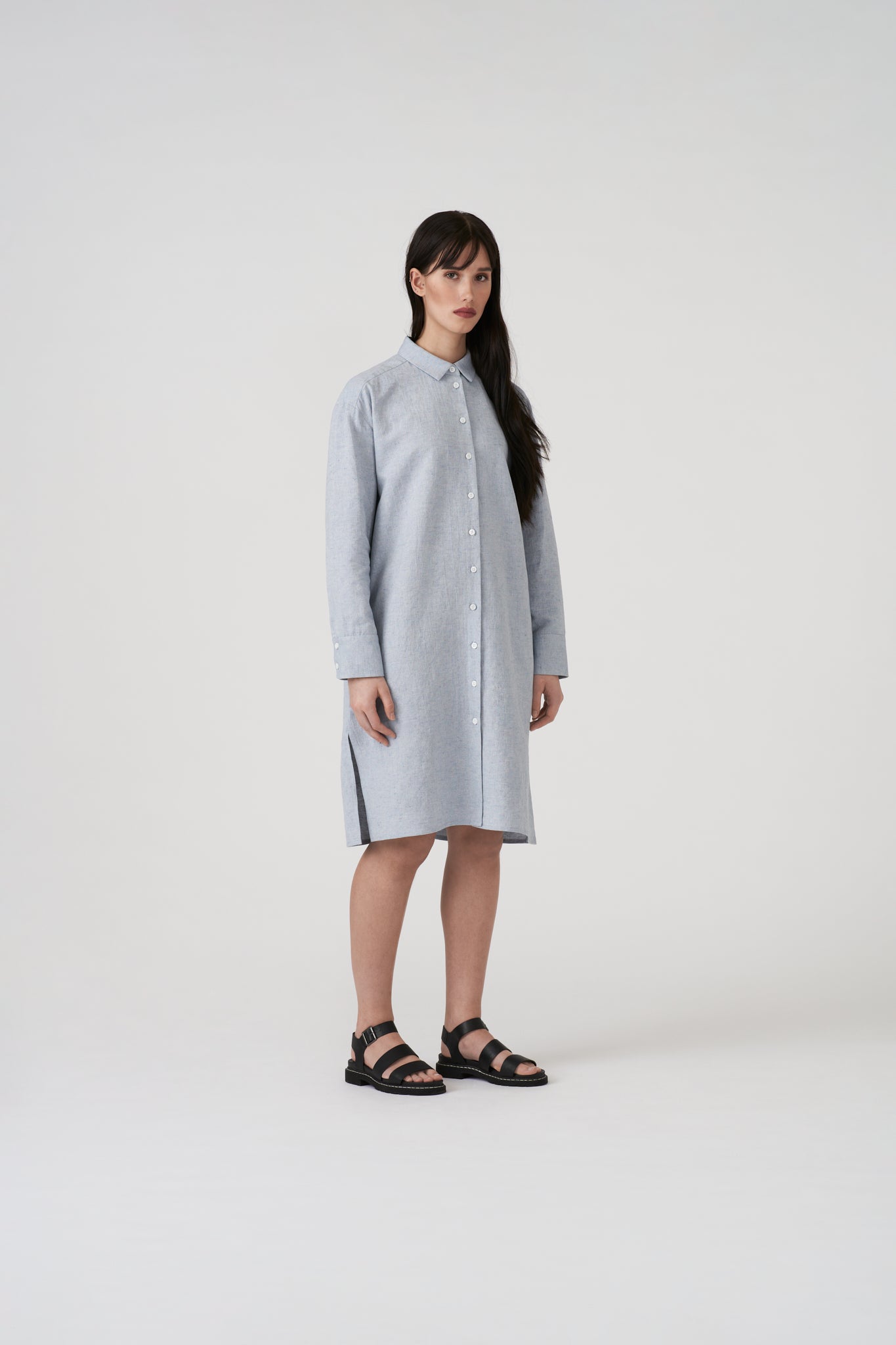 LINEN & COTTON SHIRT DRESS
