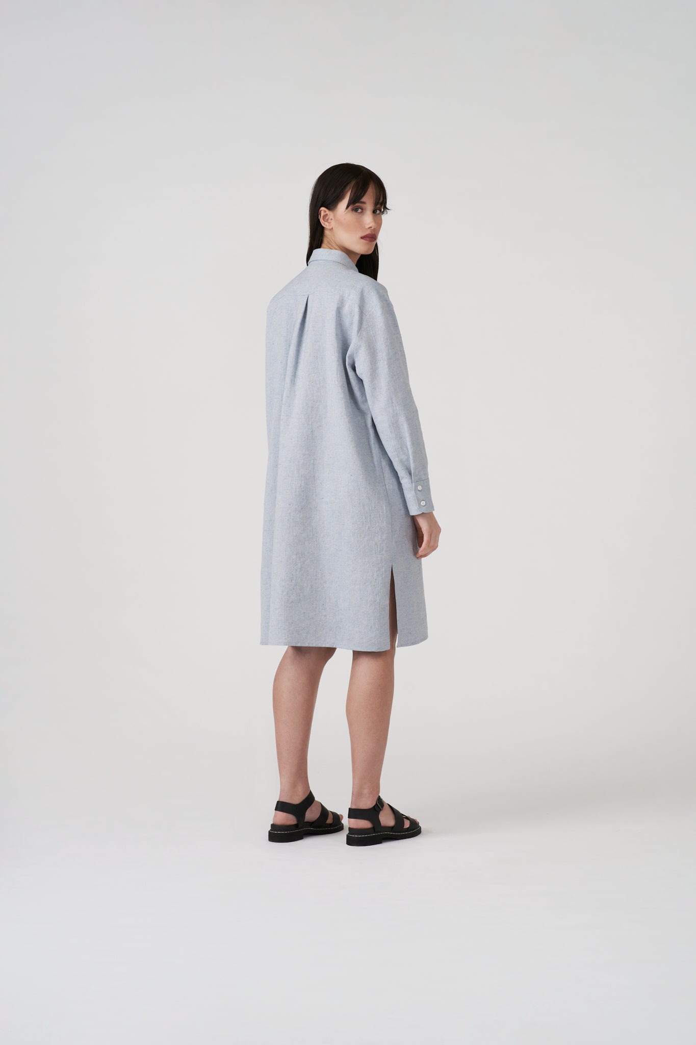 LINEN & COTTON SHIRT DRESS