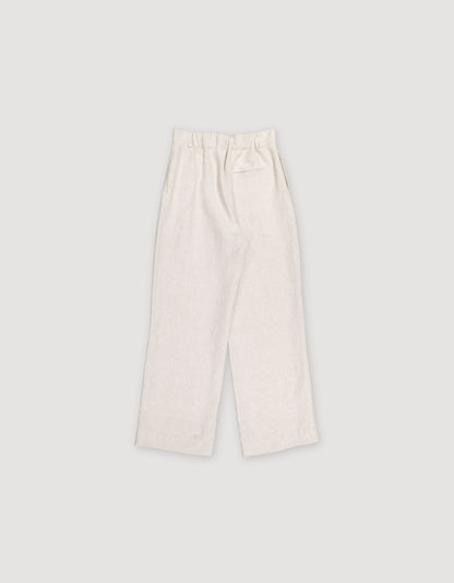 PLEATED LINEN STRAIGHT-LEG TROUSERS
