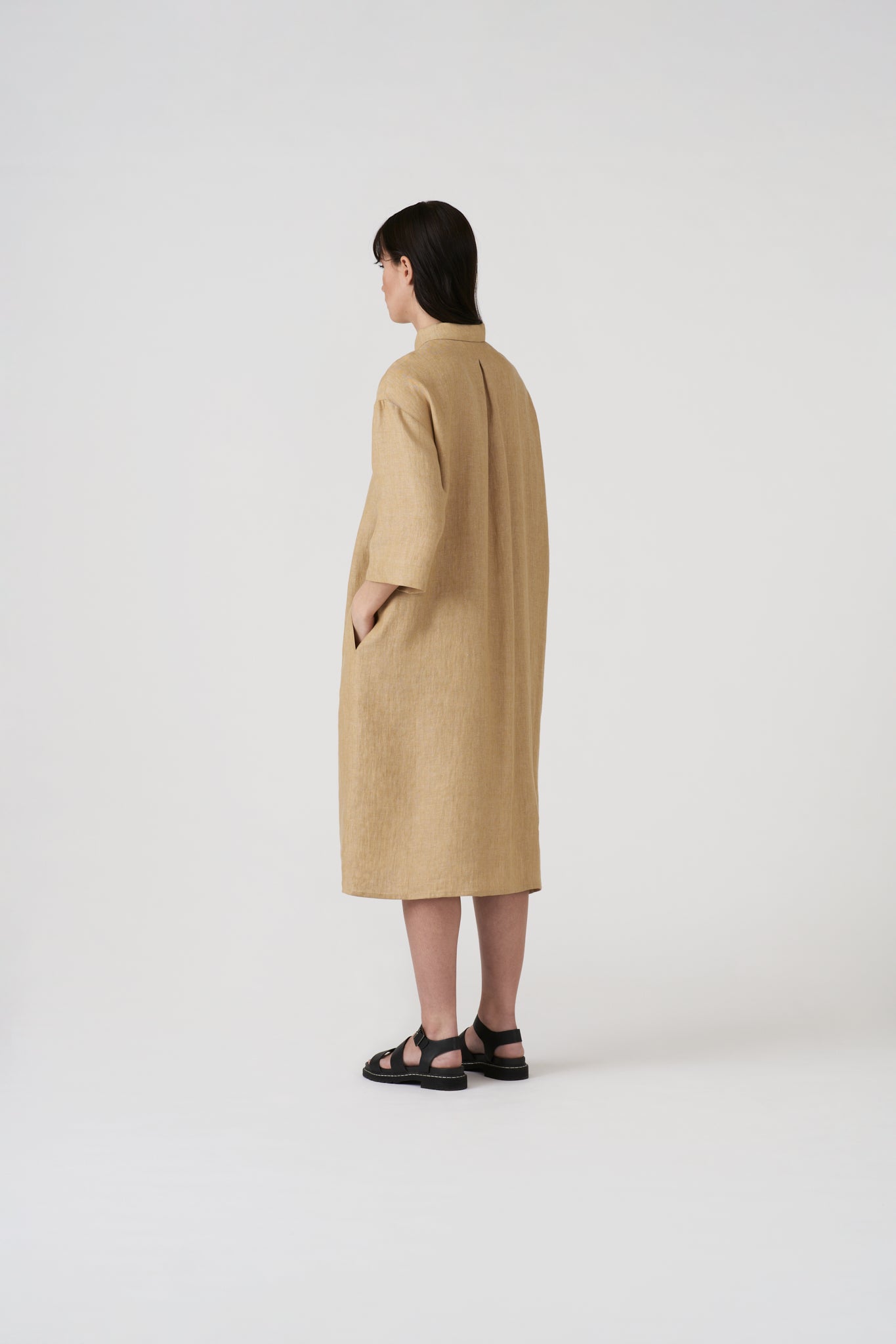 BOXY LINEN SHIRT DRESS