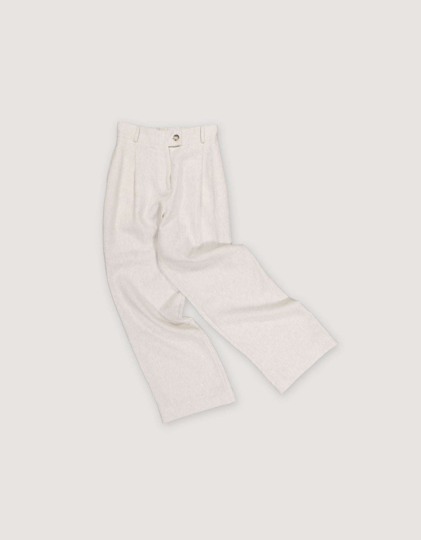 PLEATED LINEN STRAIGHT-LEG TROUSERS