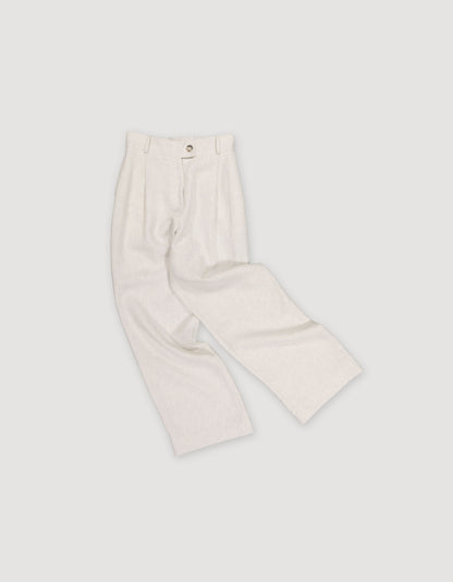 PLEATED LINEN STRAIGHT-LEG TROUSERS