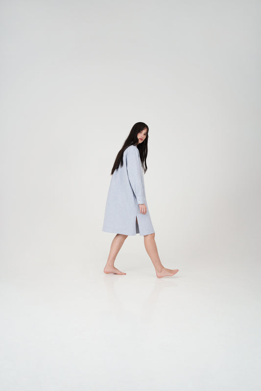 LINEN & COTTON SHIRT DRESS
