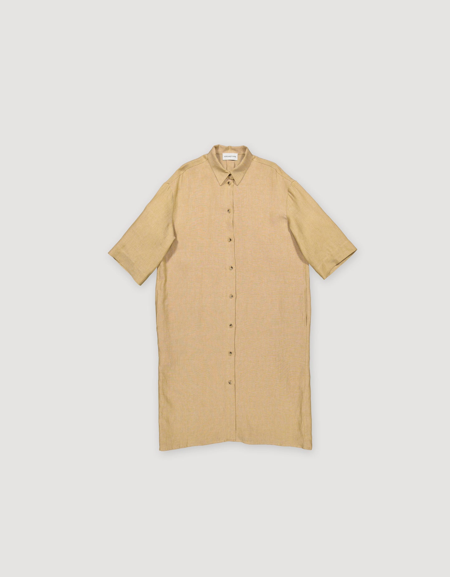 BOXY LINEN SHIRT DRESS