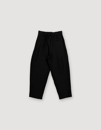PLEATED BLACK LINEN TROUSERS