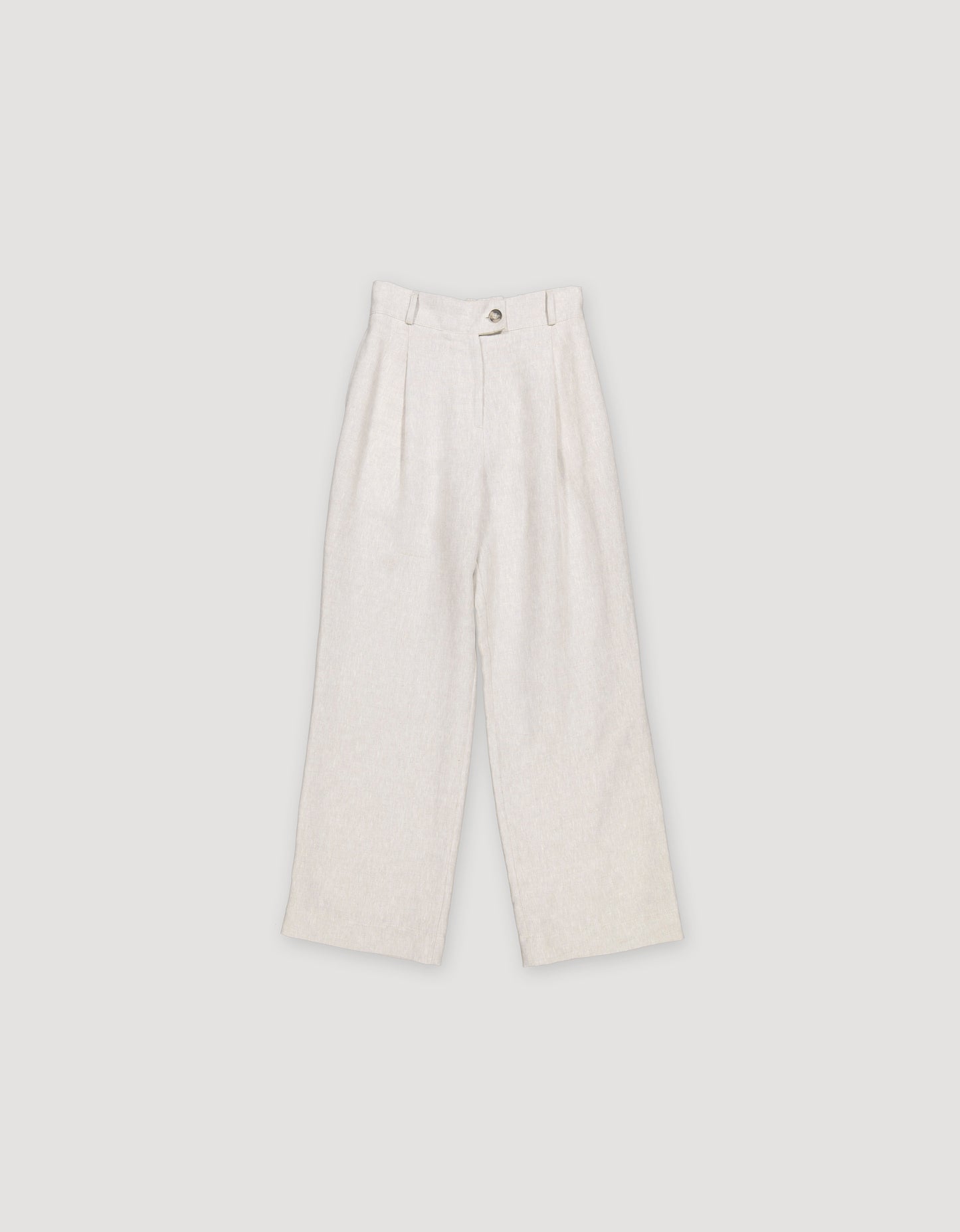 PLEATED LINEN STRAIGHT-LEG TROUSERS