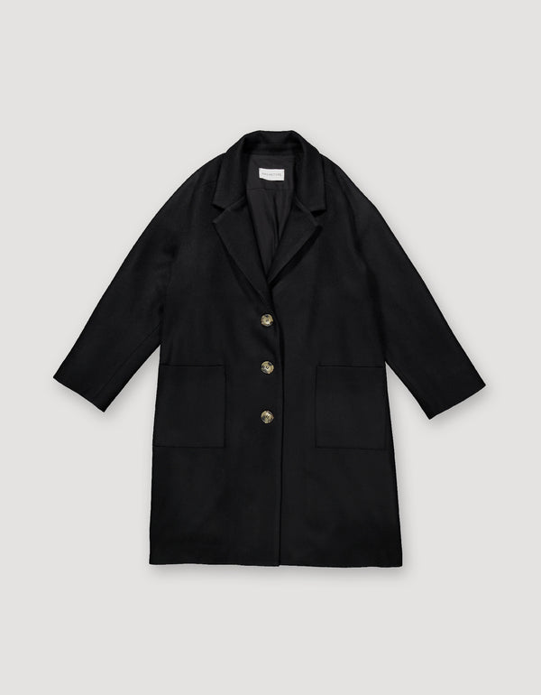 Black wool overcoat