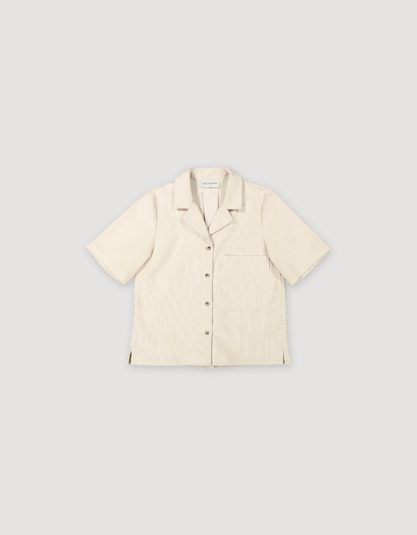 Short sleeve natural white corduroy blouse