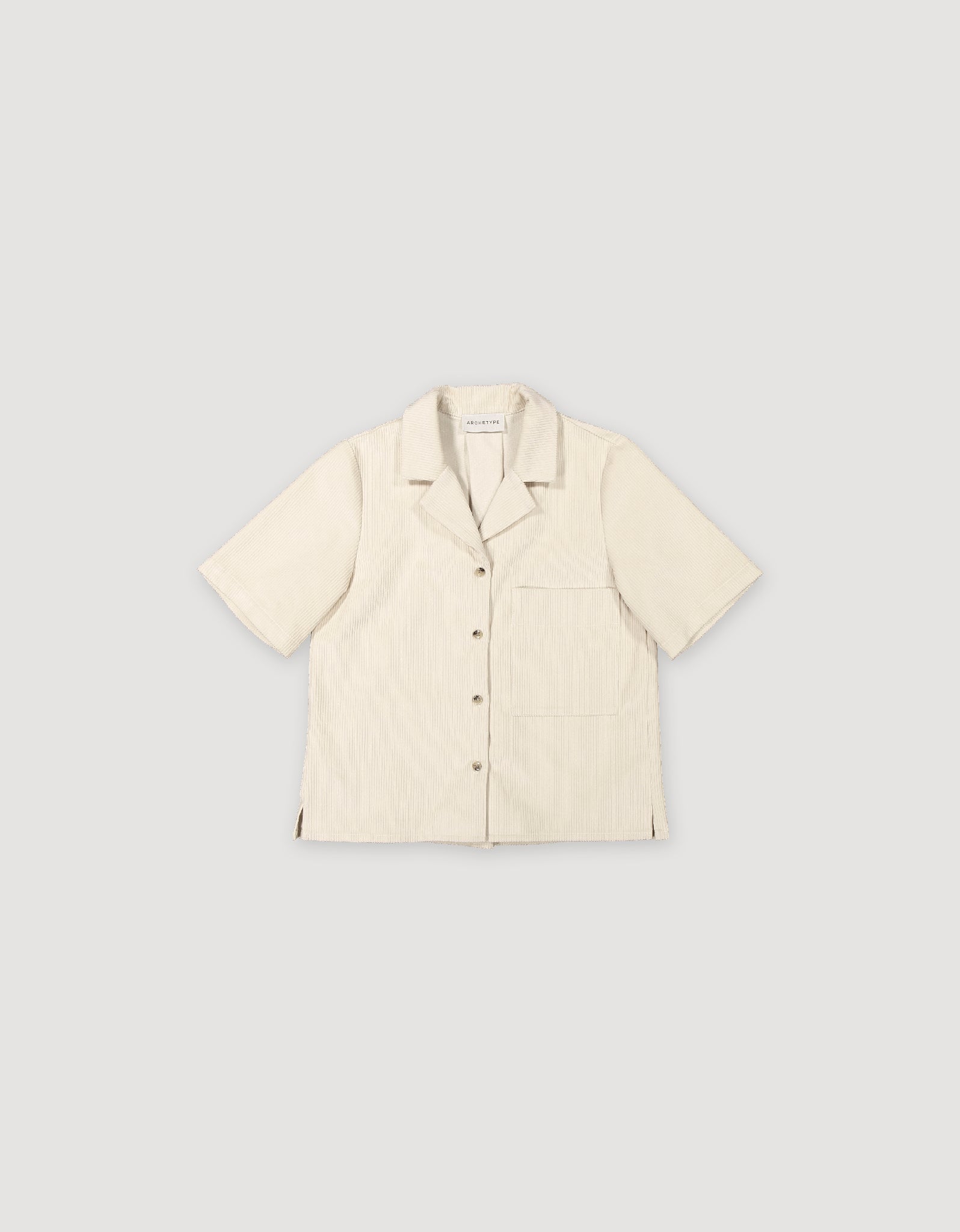 Short sleeve natural white corduroy blouse