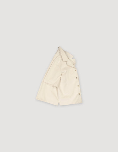 Short sleeve white button-up corduroy shirt