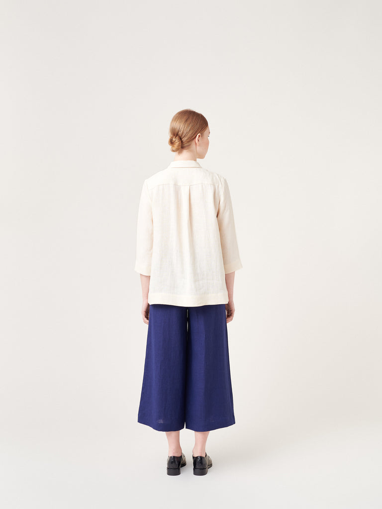 Ecru Off White Linen Shirt Jacket