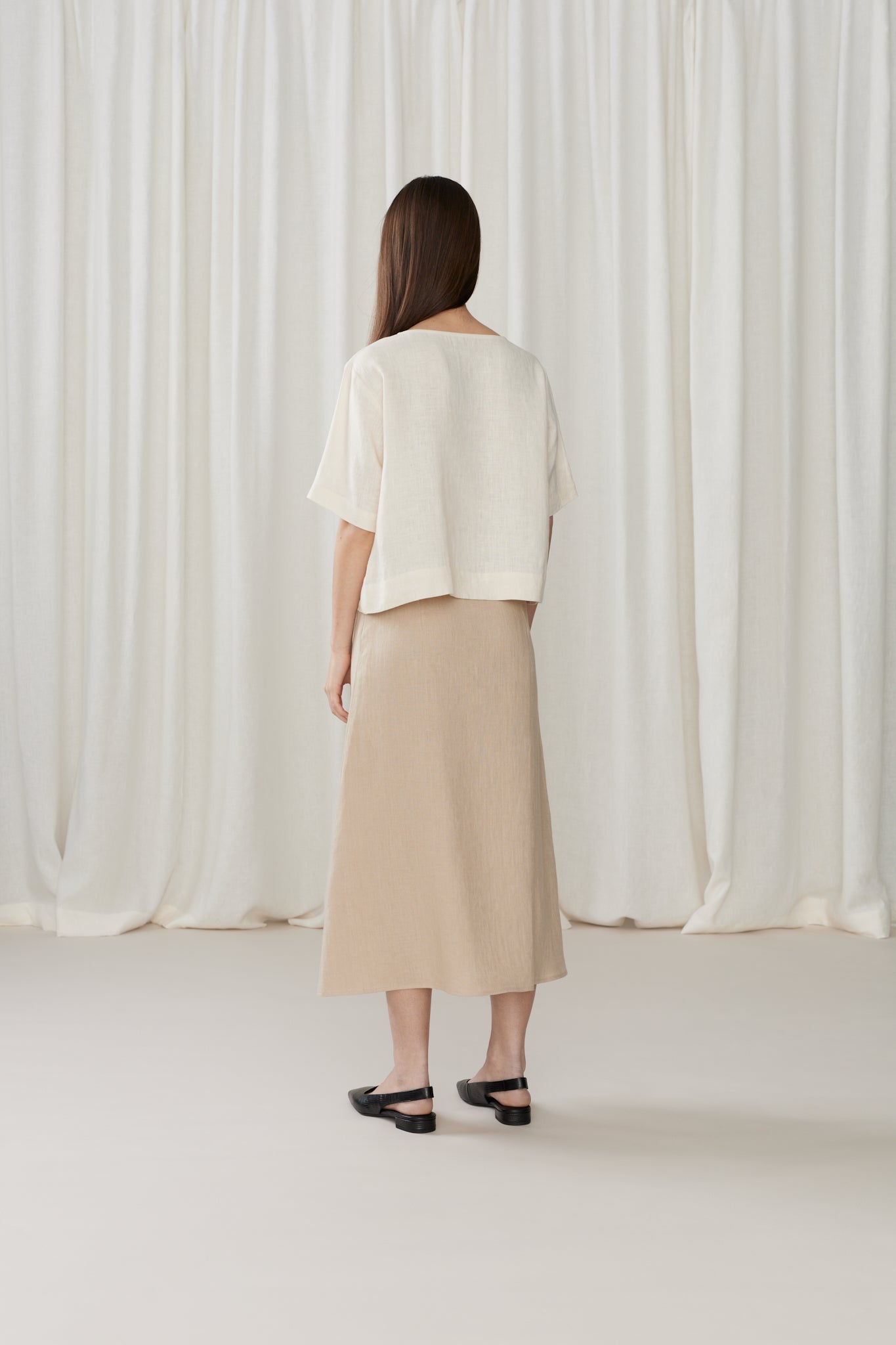 LINEN MIDI SKIRT