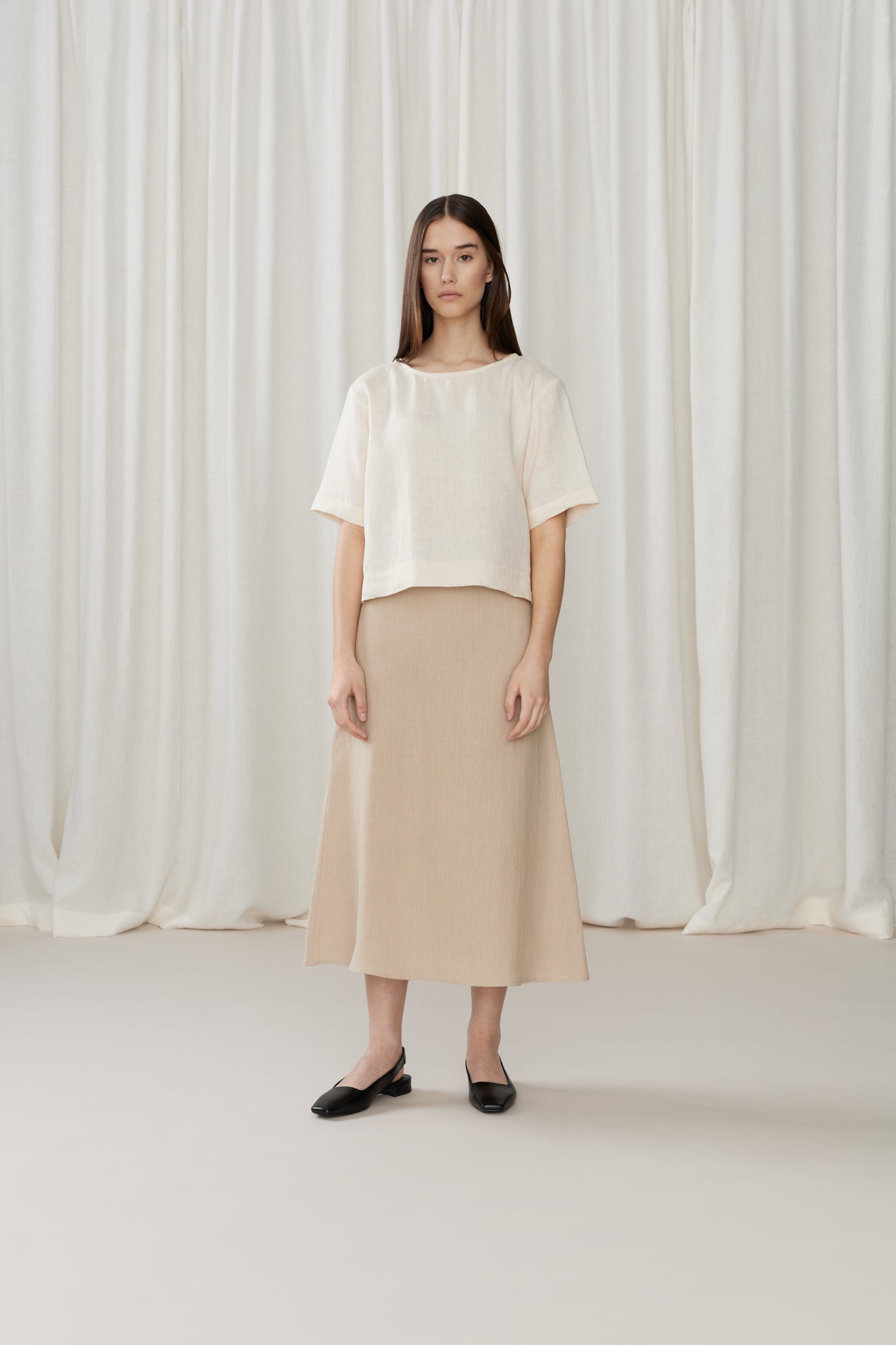 LINEN MIDI SKIRT