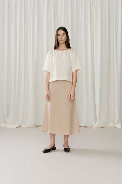 LINEN MIDI SKIRT