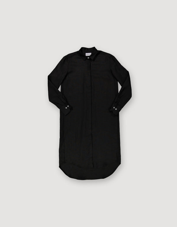 Black Linen Shirt Dress