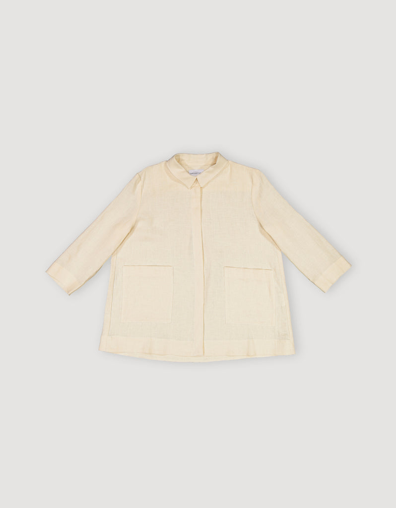 Ecru Off White Linen Shirt Jacket